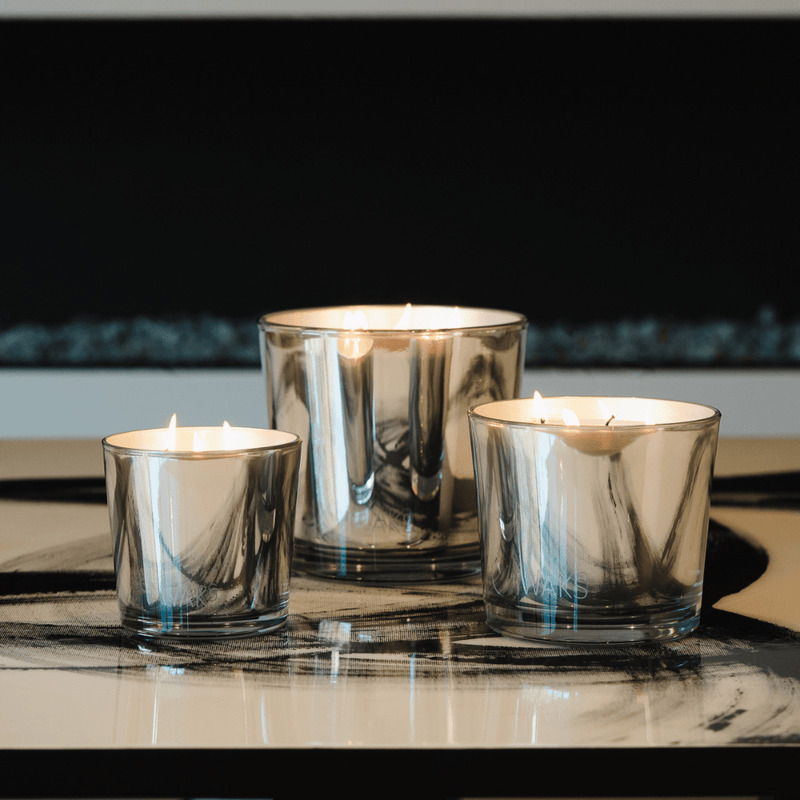 ✨Silver  Medium size pot with 3 wicks candles