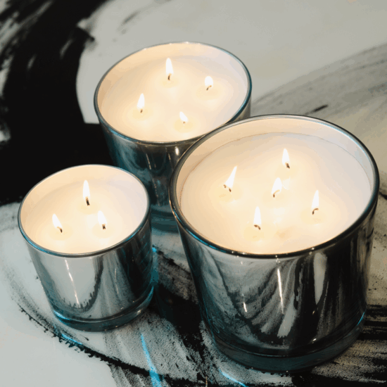 Silver Big Pot with  4 wicks candles