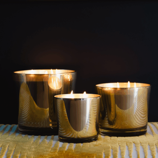 ✨Gold Medium size pot with 3 wicks candles