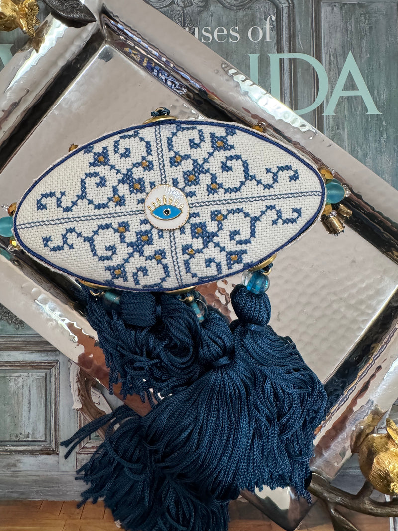 Shades of blue and white handmade round and  eye shaped charm 🧿